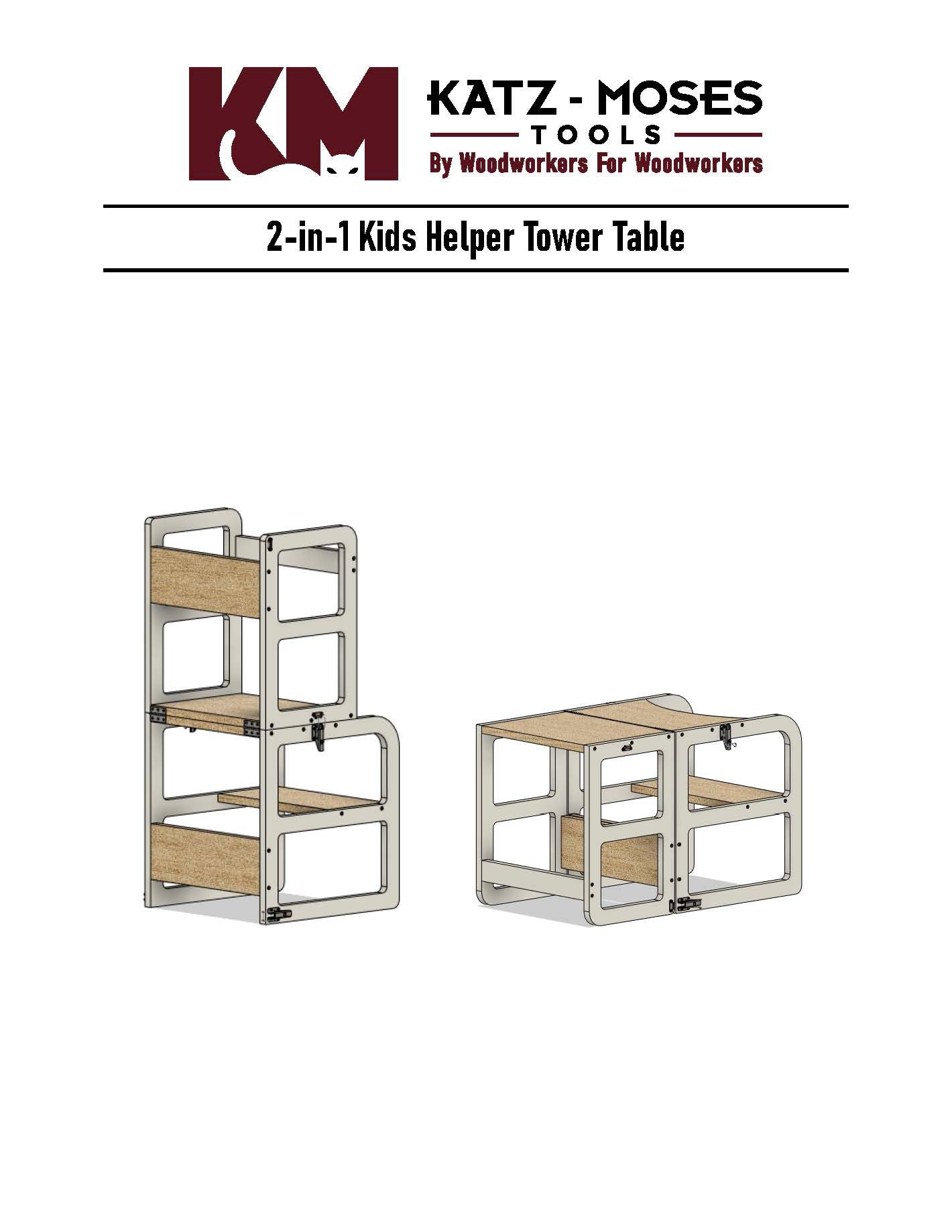 KM Tools - 2-IN-1 KID'S HELPER STOOL BUILD PLANS