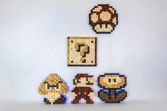 Timber Biscuit Woodworks - super-mario-sound-diffuser-panels