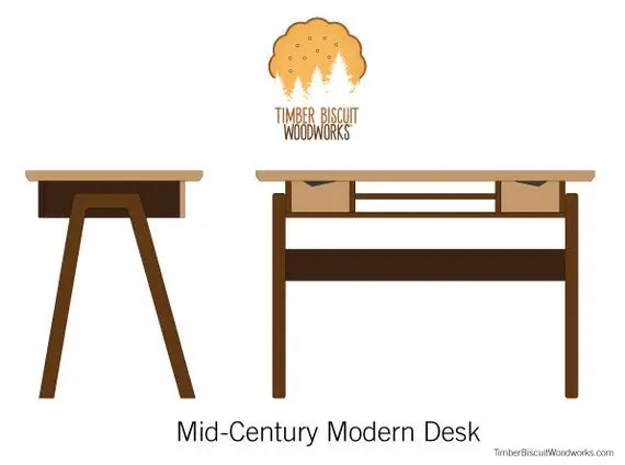 Timber Biscuit Woodworks - mid-century-modern-desk-plans