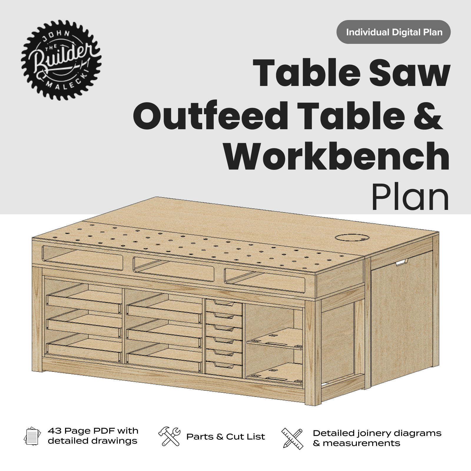 John Malecki - Table Saw Outfeed Table & Workbench Templates